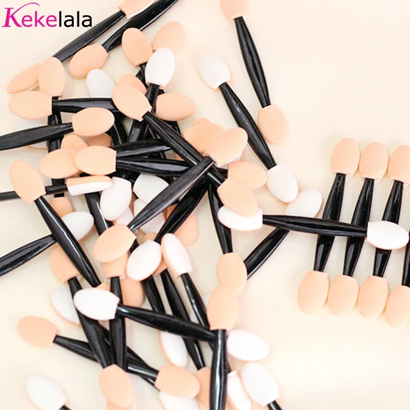 Kekelala Wholesale 50/30Pcs Disposable Eyeshadow Brush Portable Double End Sponge Eye Shadow Applicators Beauty Makeup Tools