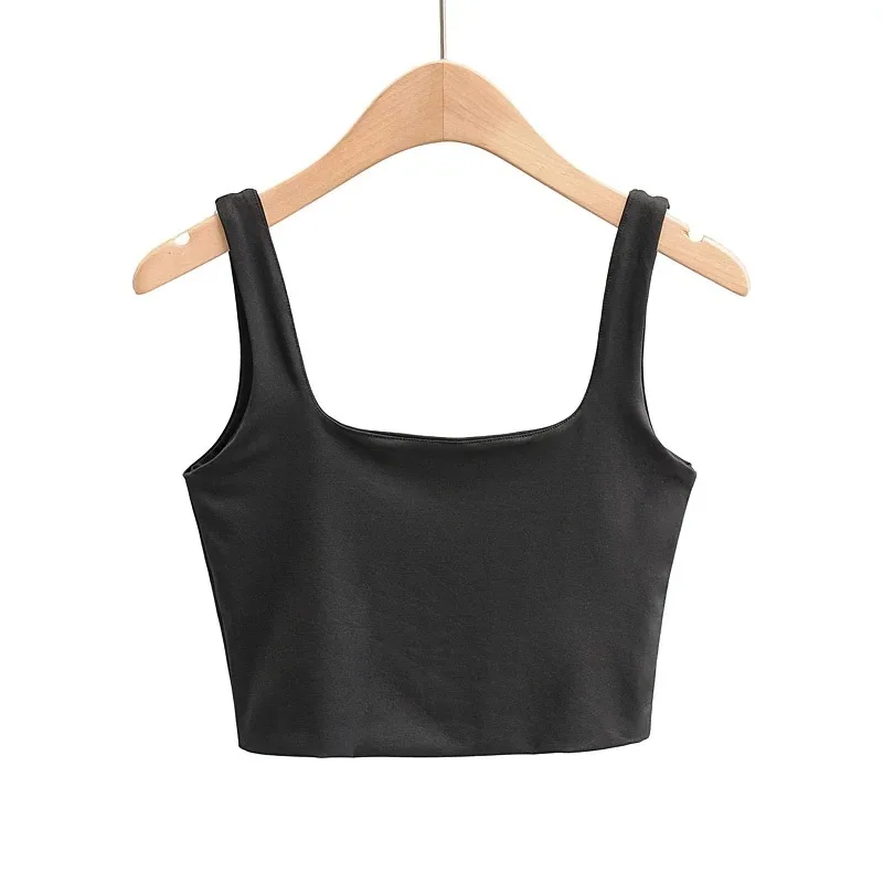 2023 Summer Women Sexy Sleeveless Tops Fashion Short Square Collar Tank Tops 6 Colors