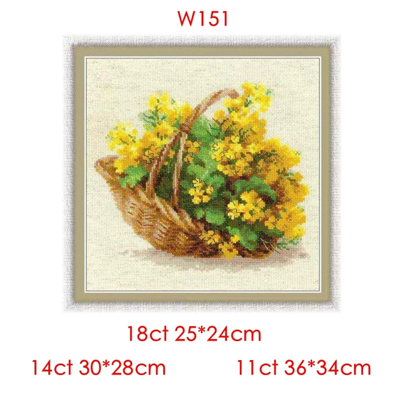 Cross Stitch Kit Floral Basket of Butter Cauliflower 11CT Printed Cloth Material Package Chinese Hand Embroidery