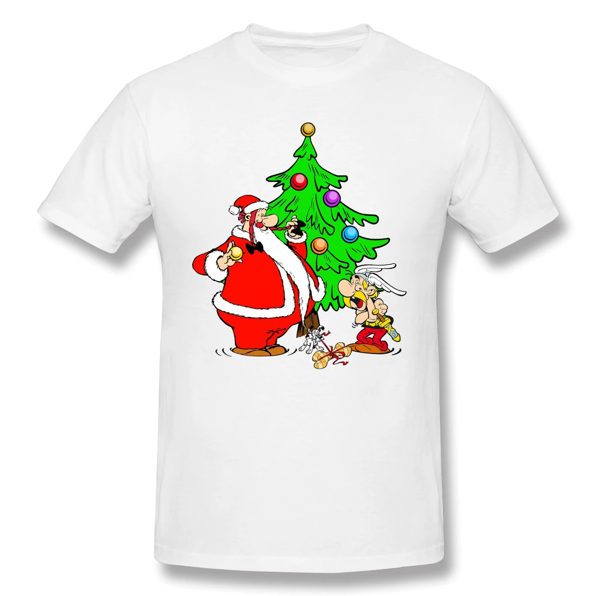 High Quality O-Neck 100 Cotton Aster And Obeli At Christmas T-shirt Asterix and Obelix All at Sea sleeve short