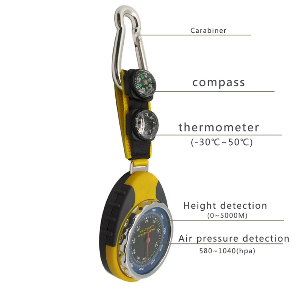 4-in-1 Altitude Meter Altimeter Barometer Compass Thermometer Portable Camping Hiking Compass Outdoor Tool