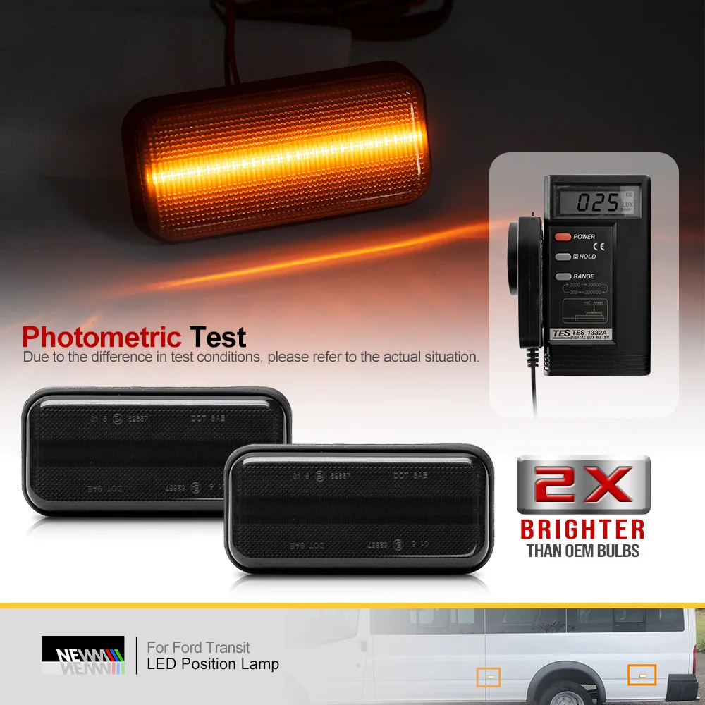 For Ford Transit MK6 MK7 2000-2014 Smoked Lens LED Position Lamp Canbus Clearance City Light Van Side Markers Turn Signal Lighti