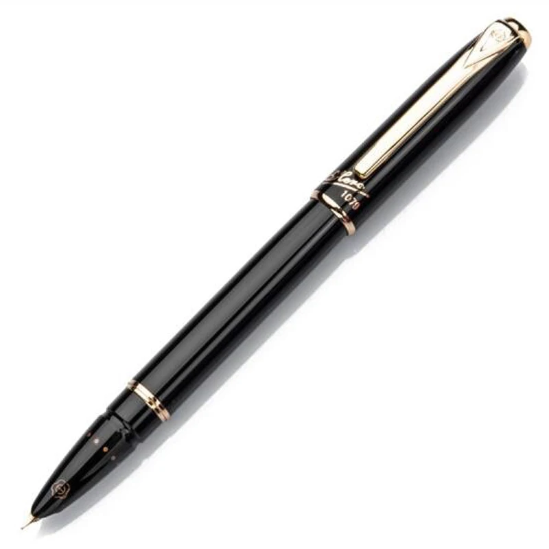 

Hero High-end Black Barrel Fountain Pen Gold Trim 0.38mm Iridium Extra Fine Nib Office School Writing Gift Pen Accessory