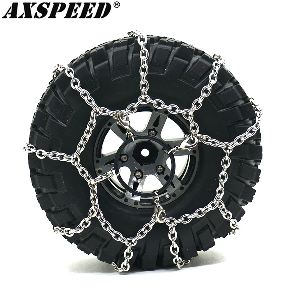 AXSPEED RC Car Snow Chain 120MM Metal Tires Snow Chain Wheels Tire Anti-skid Chains for 1/10 TRX4 RC Crawler Parts