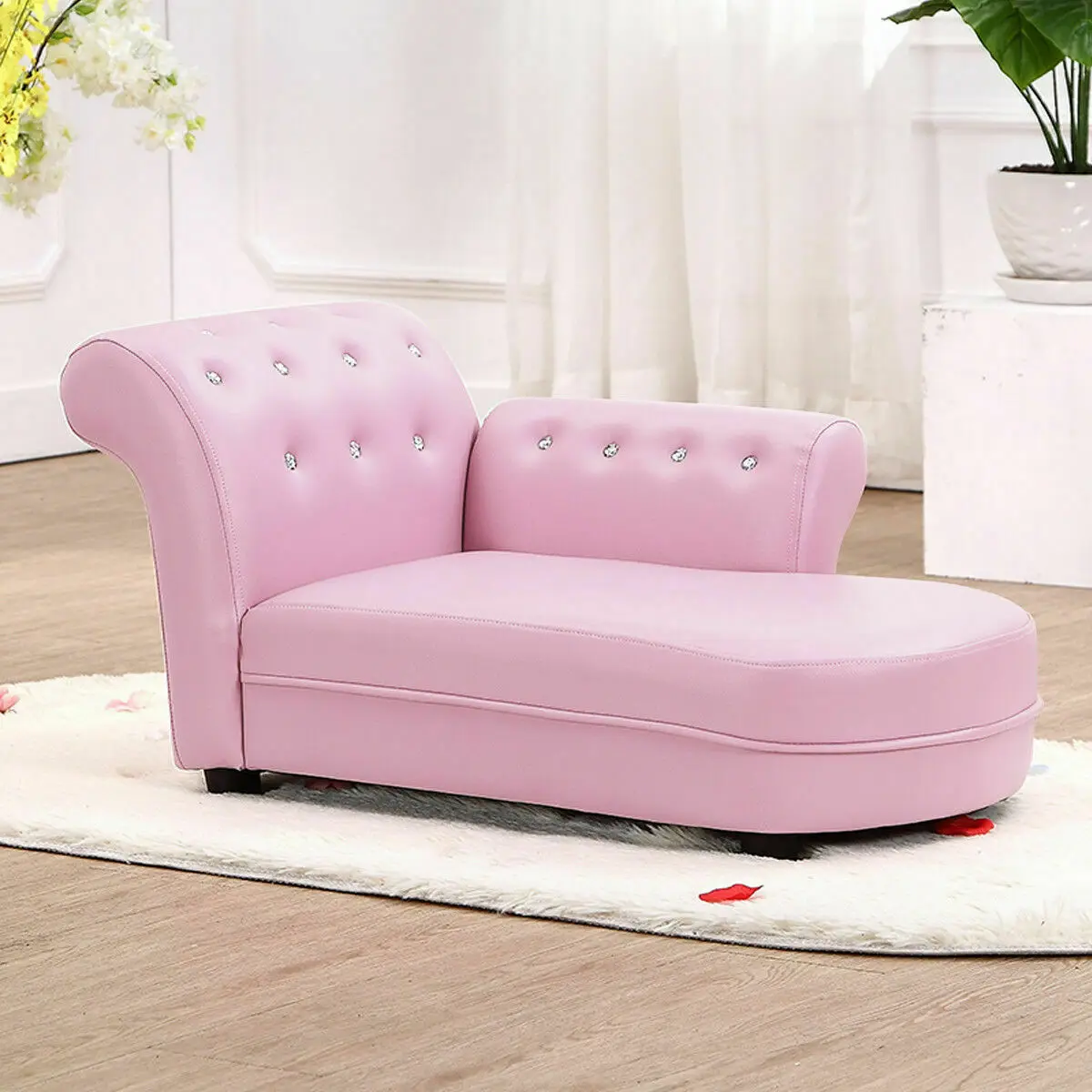 Pink Kids Sofa Chaise Lounge Armrest Chair Relax Couch Bedroom Living Room  HW57078