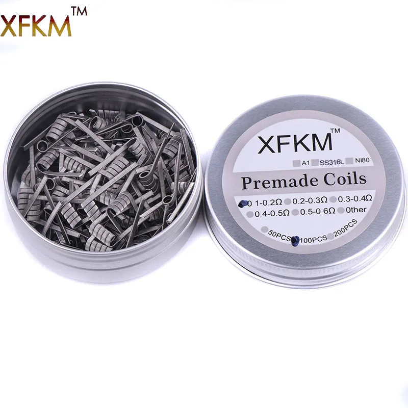 XFKM-bobina de clapton prefabricada NI80 de alta densidad, bobina fundida de 3 núcleos, calentamiento DIY, alien clapton, alambre de bobina para rda, 50/100 Uds.