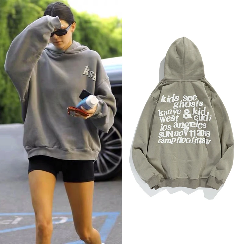 Kanye West Pullover Fleece Hoodies Kendall Jenner Print Sweatshirt Foaming Printing Hoodies Streetwear Women