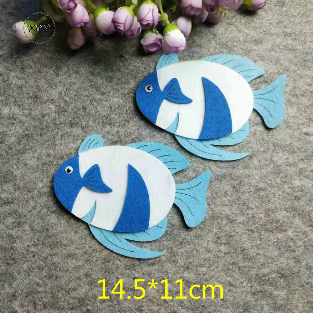 XICC Blue Whale Fish Handmade DIY filc na tkaninie na ścianę naklejki delfin Shark Handwork dekoracje włókniny dzieci edukacja filcowe podkładki