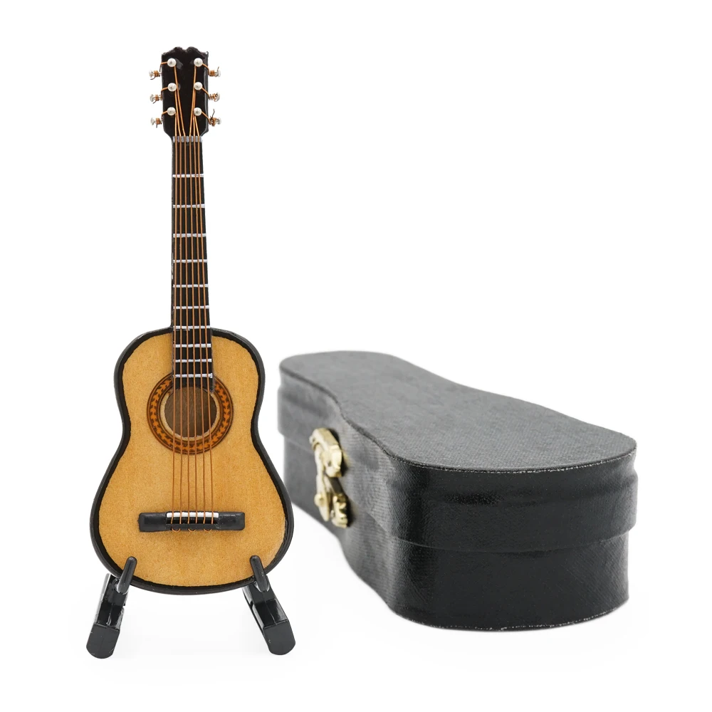 

Odoria 1:12 Miniature Classical Guitar & Stand & Case Set Unplayable Wooden Musical Instrument Model Dollhouse Accessories Decor