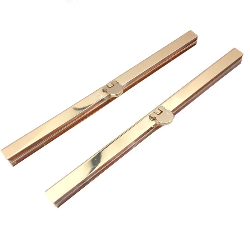 

DIY knurling pattern women metal purse frame Rose Gold color coin bag metal clasp stripe vertical bar shape