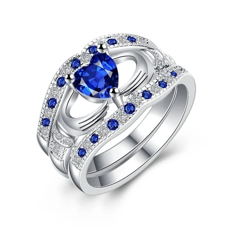 2025 Fashion Jewelry Couples Rings For Lovers Statement Wedding Bands Gift Cute Zircon Rings Set Trendy Stainless Steel Men Ring