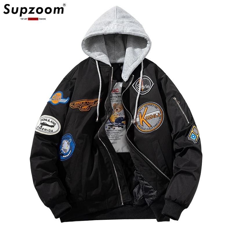 

Supzoom New Arrival Top Fashion Pilot Thickened Jacket Rib Sleeve Embroidery Brand Clothing Bomber Jacket Men Baseball Cotton