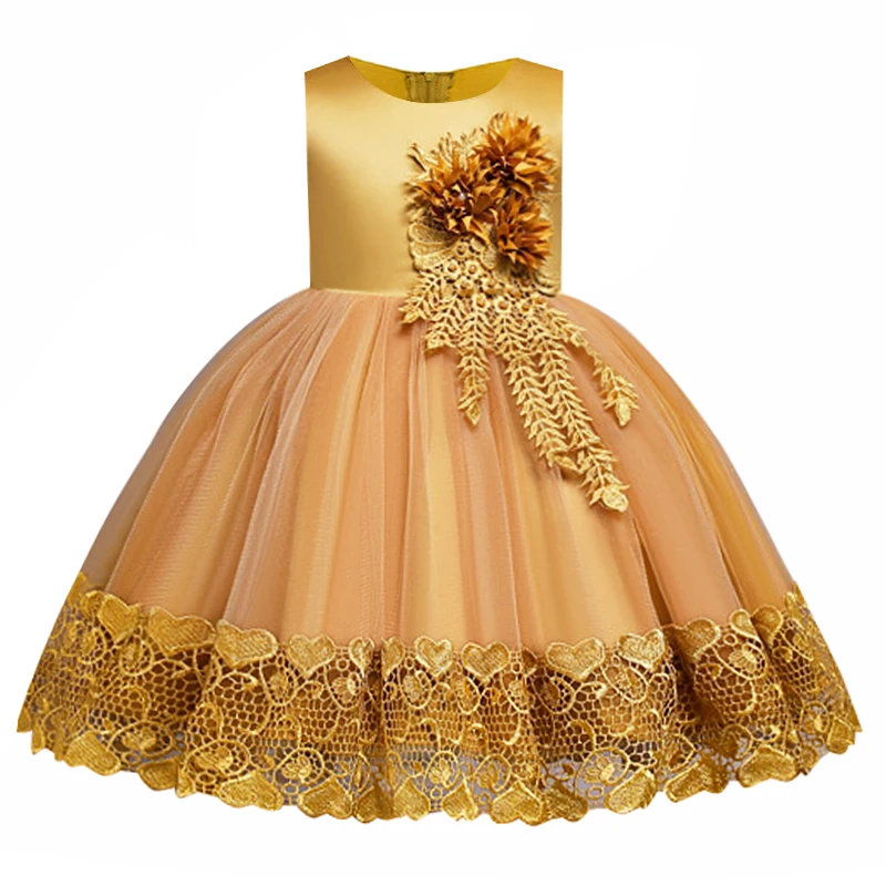 2021 Girls Princess Dress urodziny sukienka na przyjęcie bożonarodzeniowe aplikacja strój koronkowy dziewczyny Baby Flower kostium dziewczęcy strój wieczorowy