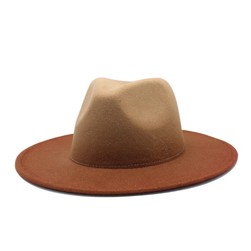 Hot gradient Autumn Winter Sun Hat Women Men Fedora Hat Classical Wide Brim Men Women Two-color British  Jazz hats Wholesale