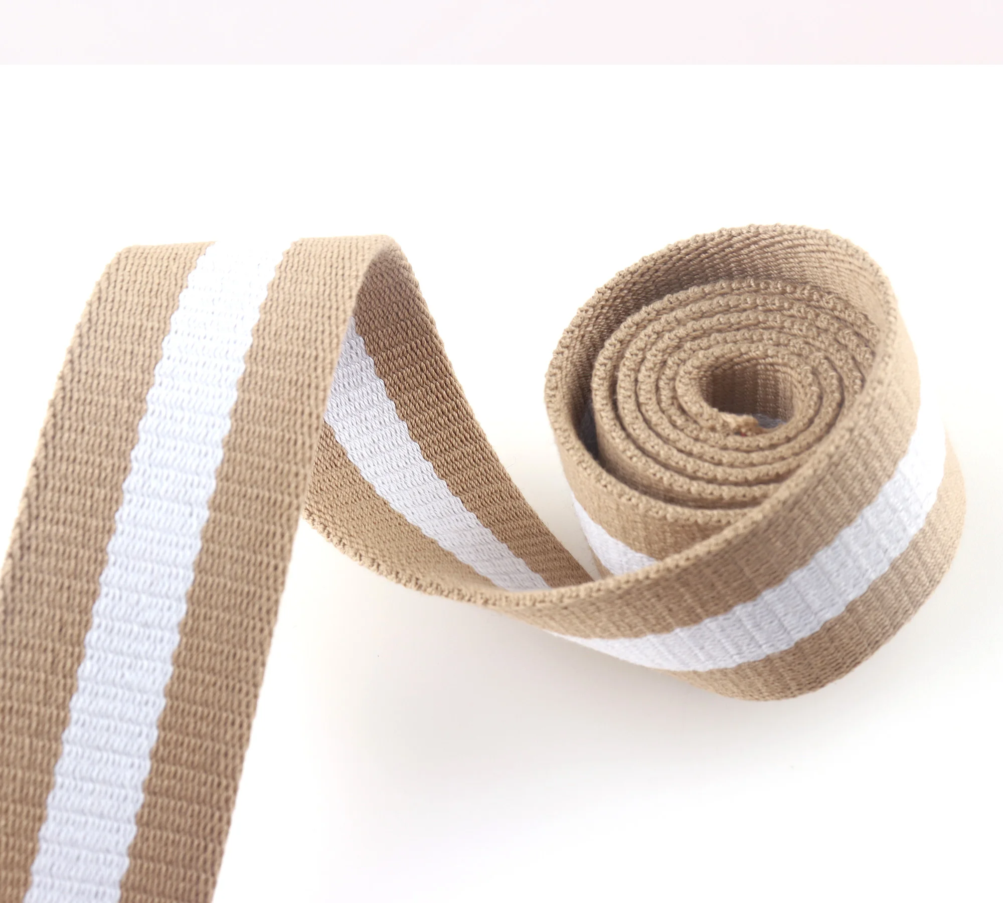 Khaki Cotton Webbing 38mm Stripes Straps Webbing Canvas Webbing Key Fobs Strap Webbing Dog collar Bag Strap