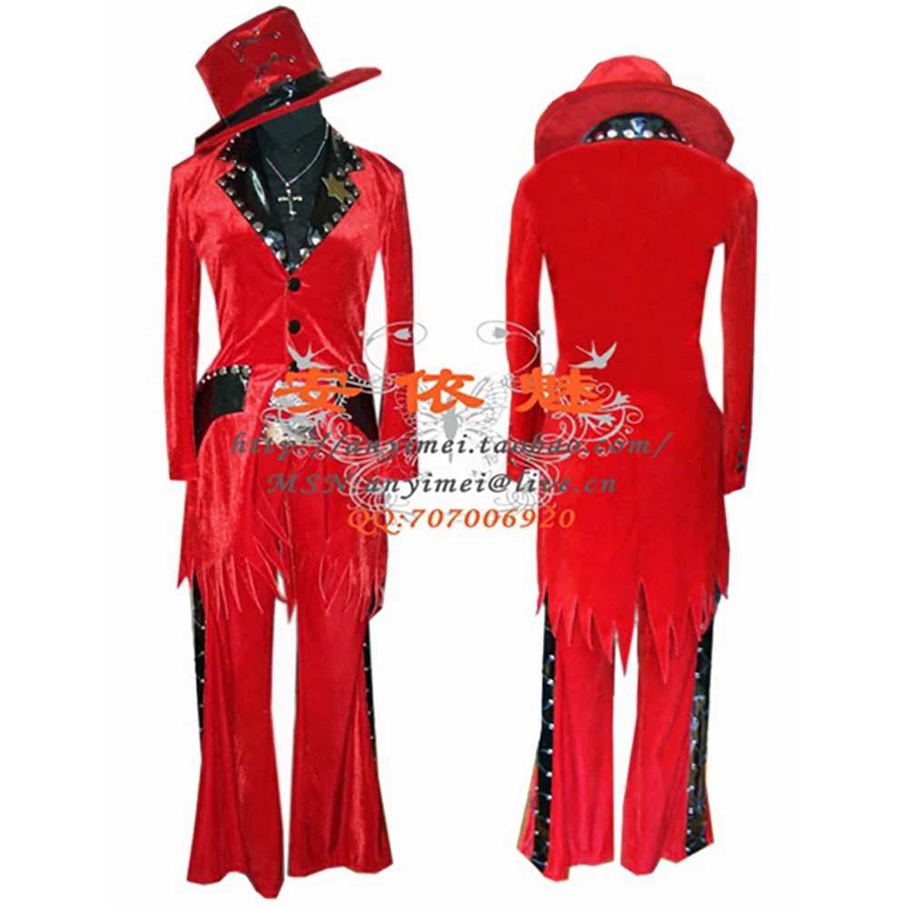 fondcosplay red velvet Japan Gazette Ruki Cockroach Visual J-rock jacket pants hat magician Cosplay Costume CD/TV[G196]