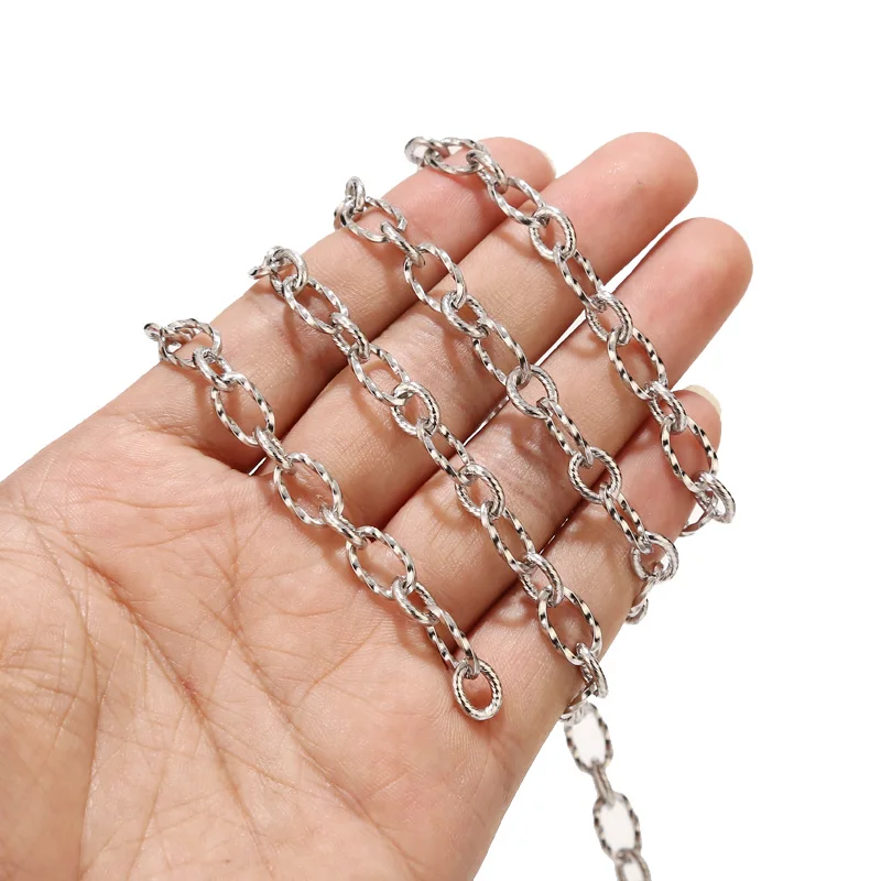 

2Meters Stainless Steel 7mm Width Heavy Circle Rolo Chain Textured Chunky Chains For Punk Rock DIY Jewelry Necklaces Making