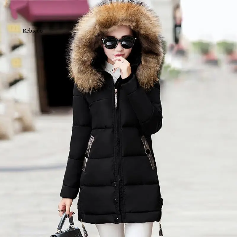 

Winter Jacket Women Fur Hooded Parka Long Jacket Cotton Padded Winter Coat Women Warm Thicken Jaqueta Feminina Inverno