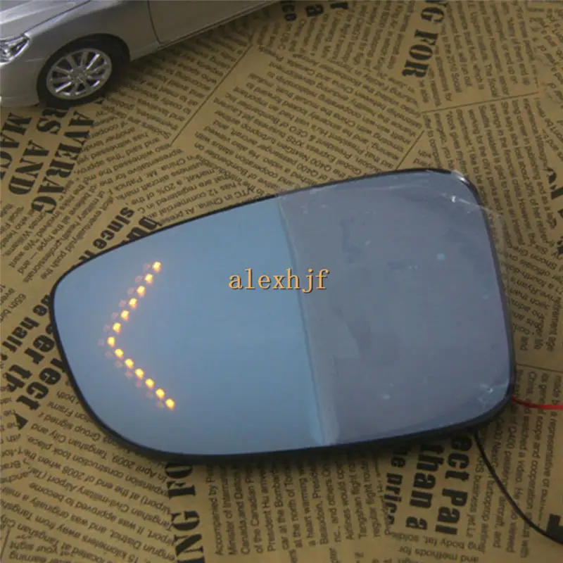 Varthion Rearview Mirror Lens Case for Mazda 5 2011-2013, Large Field Of Vision, Blue Mirror, LED Turning Lights, Heat Demisting