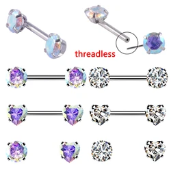 CZ Gem Nipple Barbell Ring Threadless AB&Clear Crystal Nipple Ring Press Fit Nipple Shield Threadless Piercing Body Jewelry