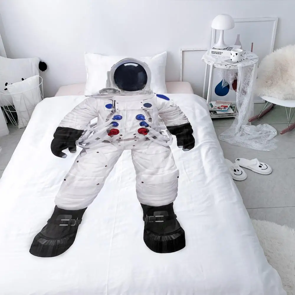 

2pcs playful duvet cover children bed linen single kids gift bedding set Quilt Cover Pillowcase Captain astronaut police chief