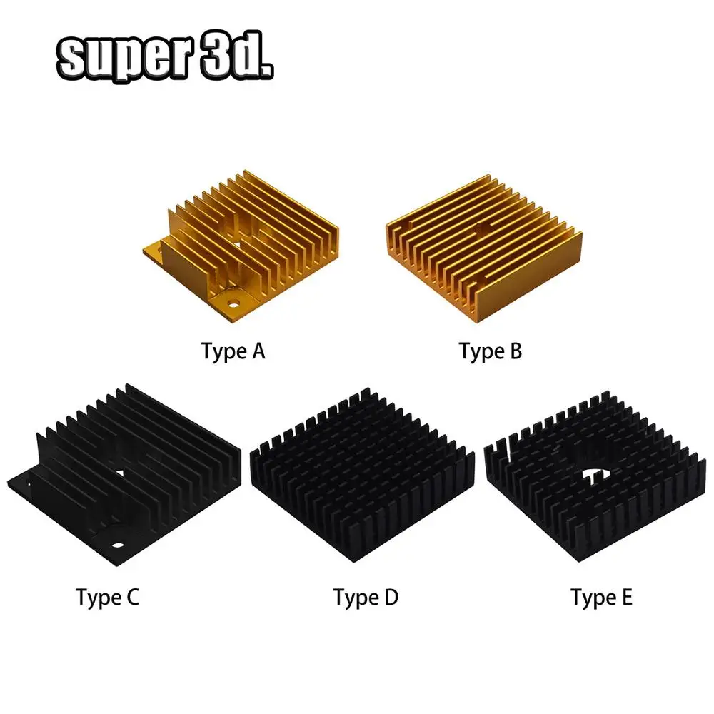 3D Printer Aluminum Motor Heatsink Black Gold Radiator 40 x 40 x 10mm for 42 stepper motor MK7/MK8 Extruder Heat Sink