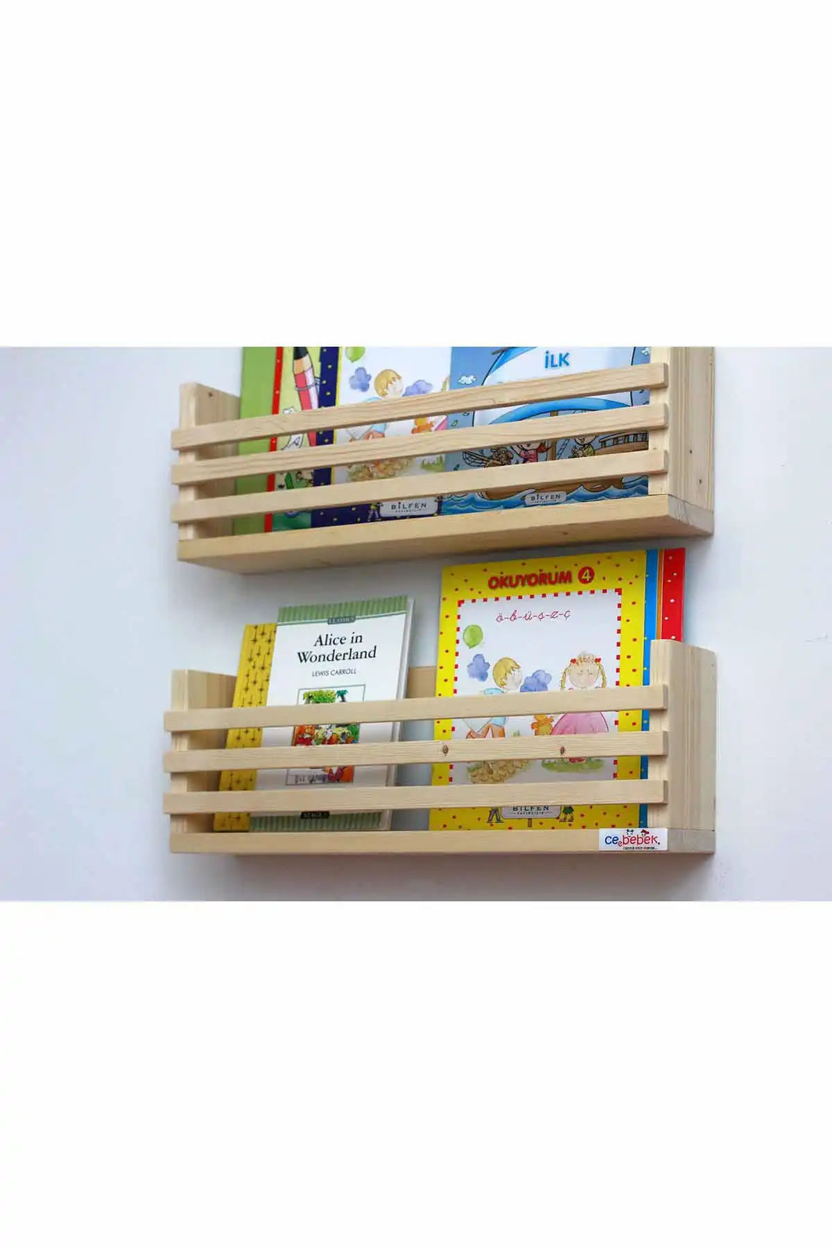 2 pcs Wooden Baby Kids Room Wall Rack Bookshelf Educational Montessori Shelf Newspaper Rack Magazine rack