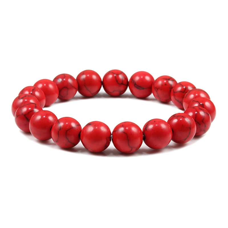 6/8/10mm Natural Stone Red Beads Bracelets For Men Women Volcanic Lava Tiger Eye Beads Elastic Rope Bracelet Yoga Paryer Jewelry