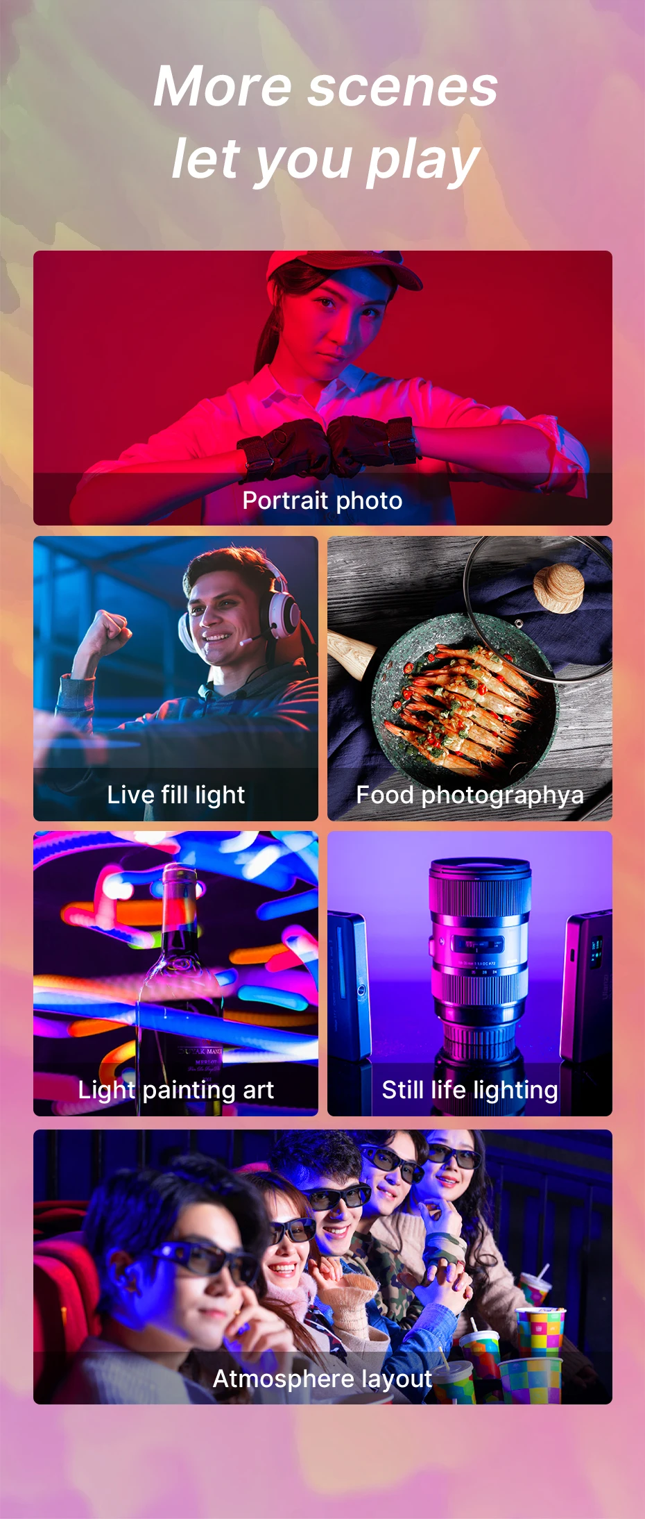 Ulanzi VL120 Vollfarb-RGB-Videoleuchte, 2500 K–9000 K, LED-Fotobeleuchtung, dimmbares Kameralicht, Live-Vlog-Fülllicht – Detail 3