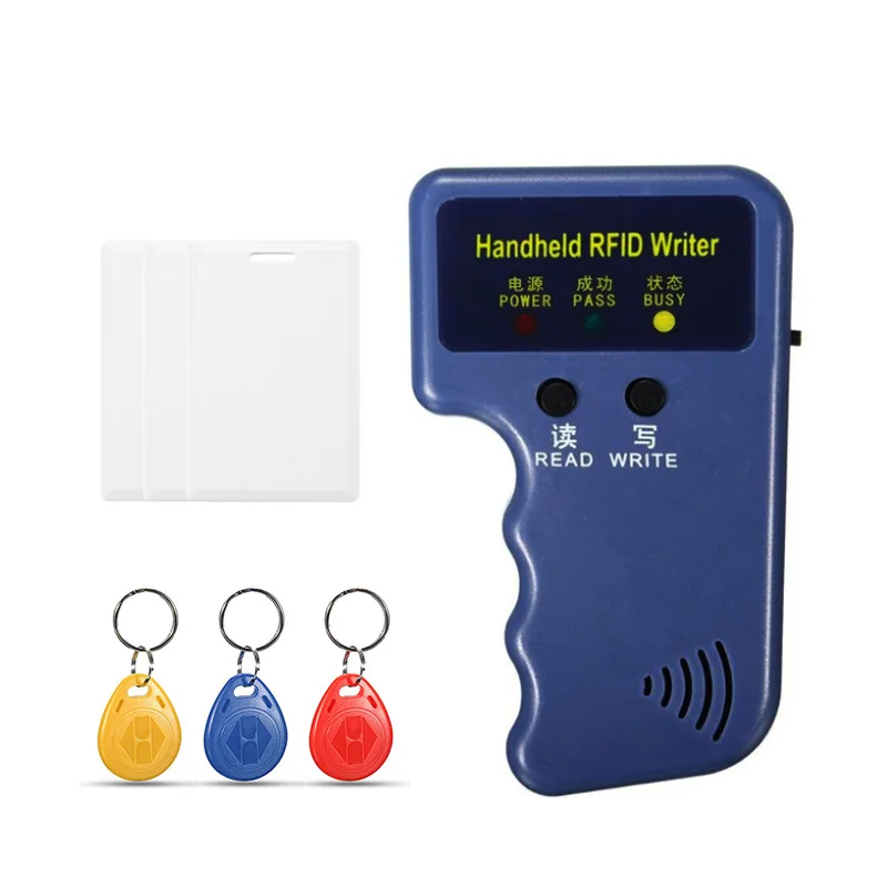 KinJoin Handheld 125KHz RFID Duplicator Copier Writer Programmer Reader with Keys Cards Rewritable ID Keyfobs Tags Card