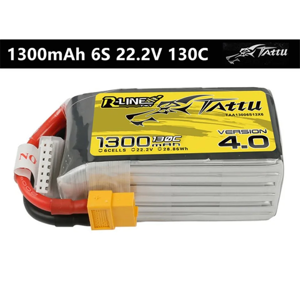 Lipo 6S 1300mah Tattu RLINE 4.0 ACE Lipo Battery 22.2V 1050mah 1400mah 130C XT60 Plug Connector for FPV Racing Drone Quadcopter