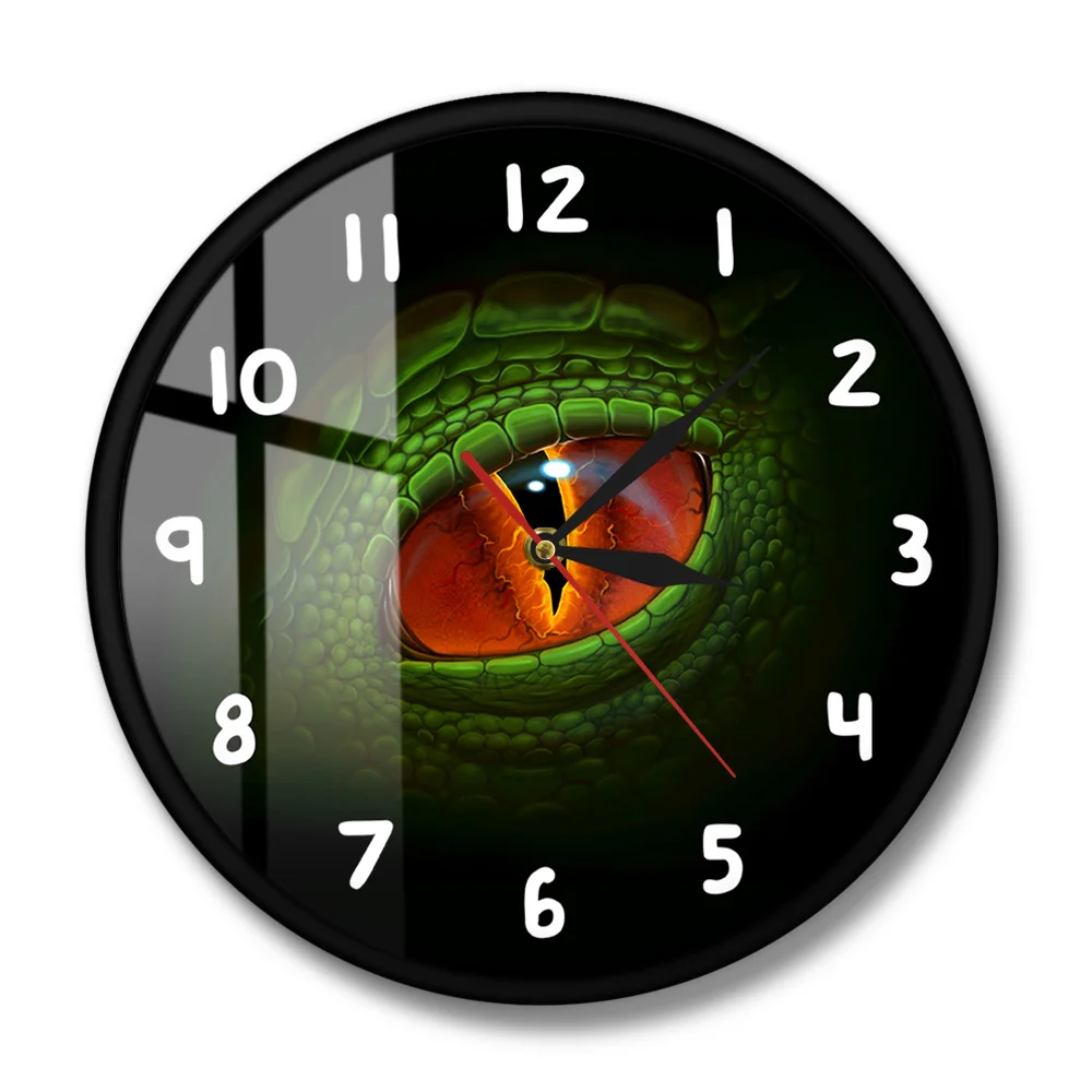 Green Dino Dragon Eye Fantasy Gothic Wall Clock Monster Eyeball Reptile Dinosaur Eye Modern Wall Clock Watch Home Decor Crafts