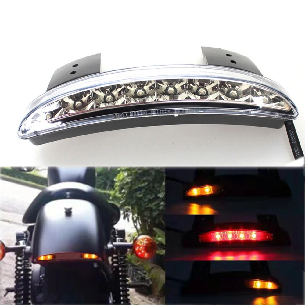 Motorcycle Accessories Rear Fender Tailing Edge LED Brake Tail light Turn Signal For Harley Sportster XL 883 1200 Cafe Racer