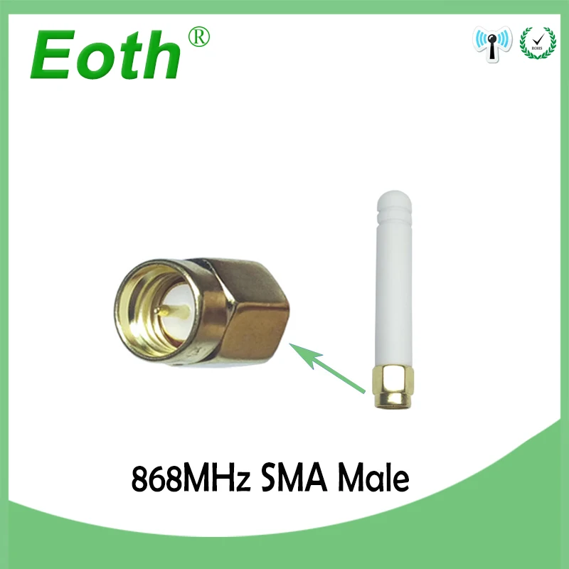 EOTH 25pcs 868mhz GSM white antenna 2~3dbi sma male 915mhz lora antene pbx iot module lorawan signal receiver antena for huawei