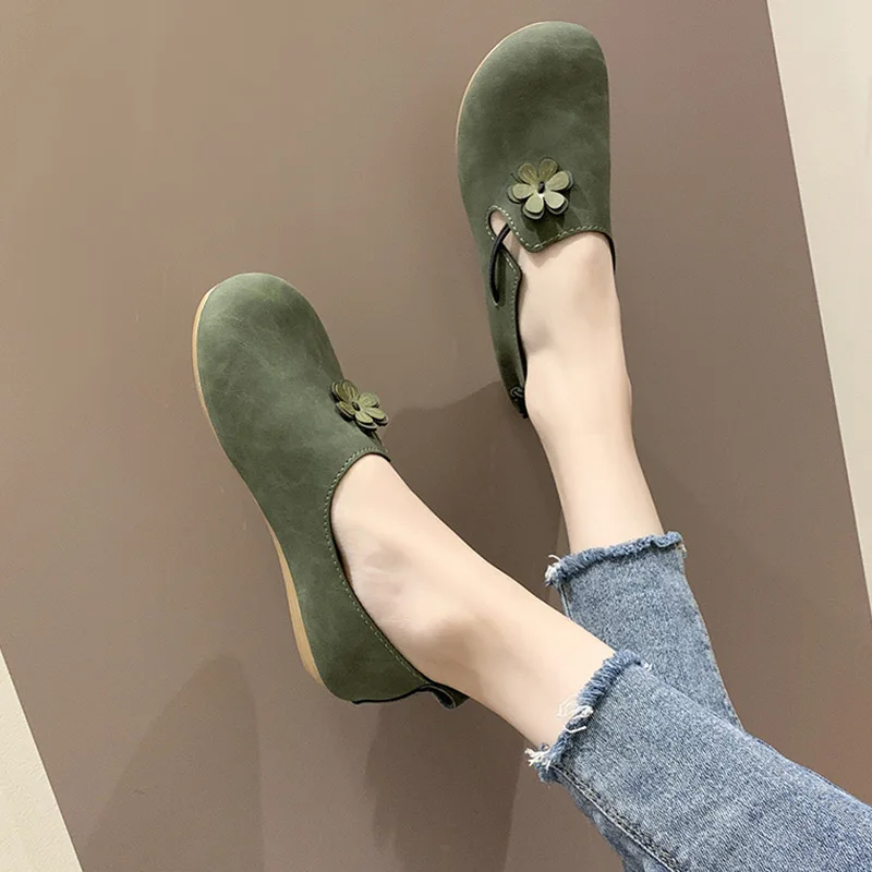 2022 Spring and Autumn New Women's Single Shoes Comfortable Casual Shoes Loafers Sexy Petal Round Head Women's Single Shoes