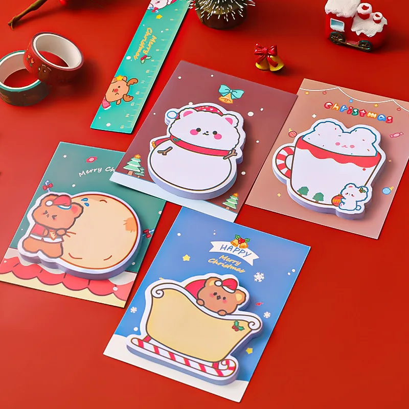 30 Sheets Christmas Cute Memo Pad Stickers Student Message Sticky Notes Paper Can Be Pasted Decorative Office Stationery Memo