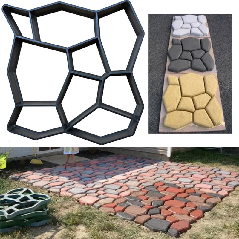 Path Maker Mold Plastic Concrete Molds Reusable DIY Manually Cement Brick Stone Road Garden Buildings Paving Mold Decor Jardin
