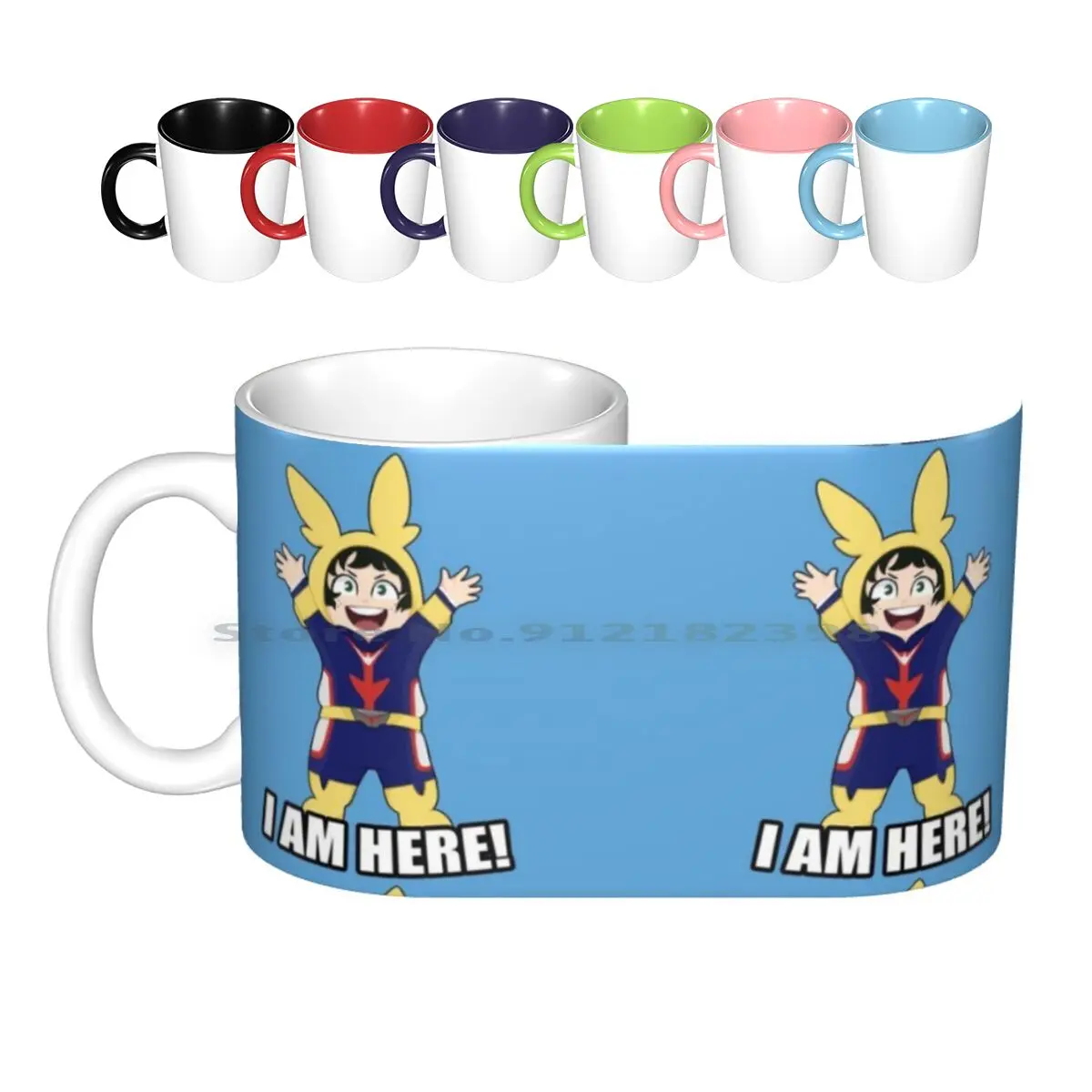 Young Deku-I Am Here! Ceramic Mugs Coffee Cups Milk Tea Mug Boku No Hero Academia Midoriya Deku Midoriya Izuku All Might I Am