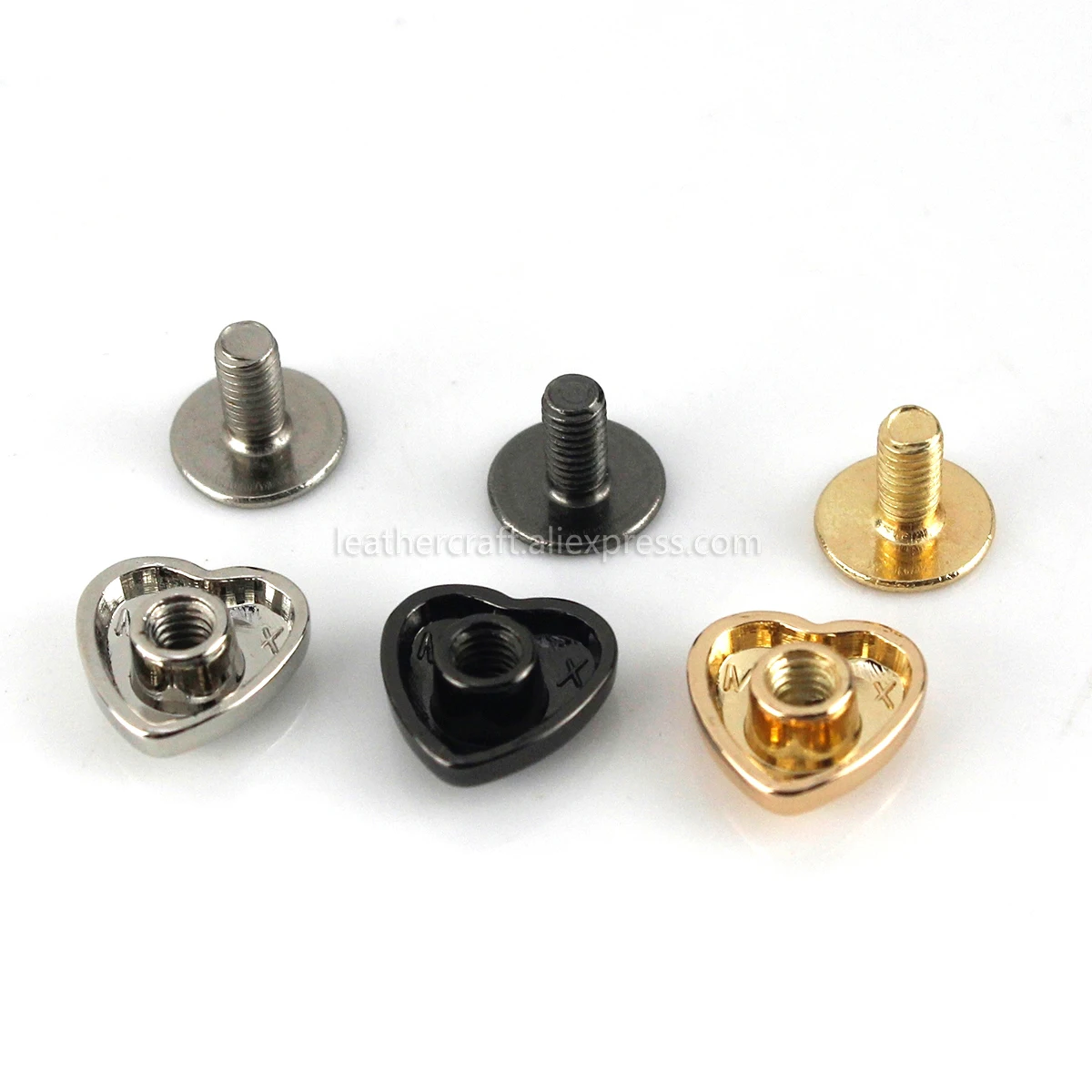 10pcs Heart Shape Metal Screw Back Rivets for Leather Studs Nail Garment Leather Craft Belt Wallet Bag Decoration Hardware 10mm