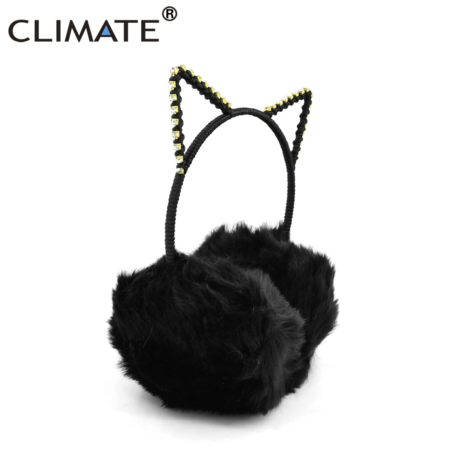 CLIMATE Women Girl Earmuffs Car Ear Lovely Cat Ear Muff Warmer Rhinestone Lovely Warm Ear Muffs for Kids Women Teenager Girls