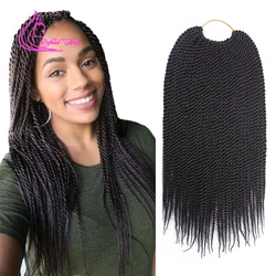 Trenzas de ganchillo de giro senegalés hechas a mano, extensiones de cabello sintético ombré negro marrón Burg rojo para mujeres negras y niñas, 30 raíces/pc