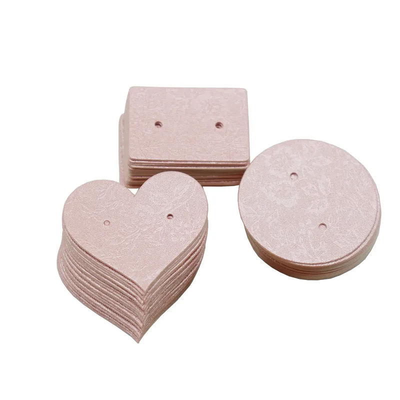 30Pcs/100Pcs Paper Pink Print Label Cards Small Stud Earring Packaging Tags Or 12x4.5cm Neckalce Display Labels