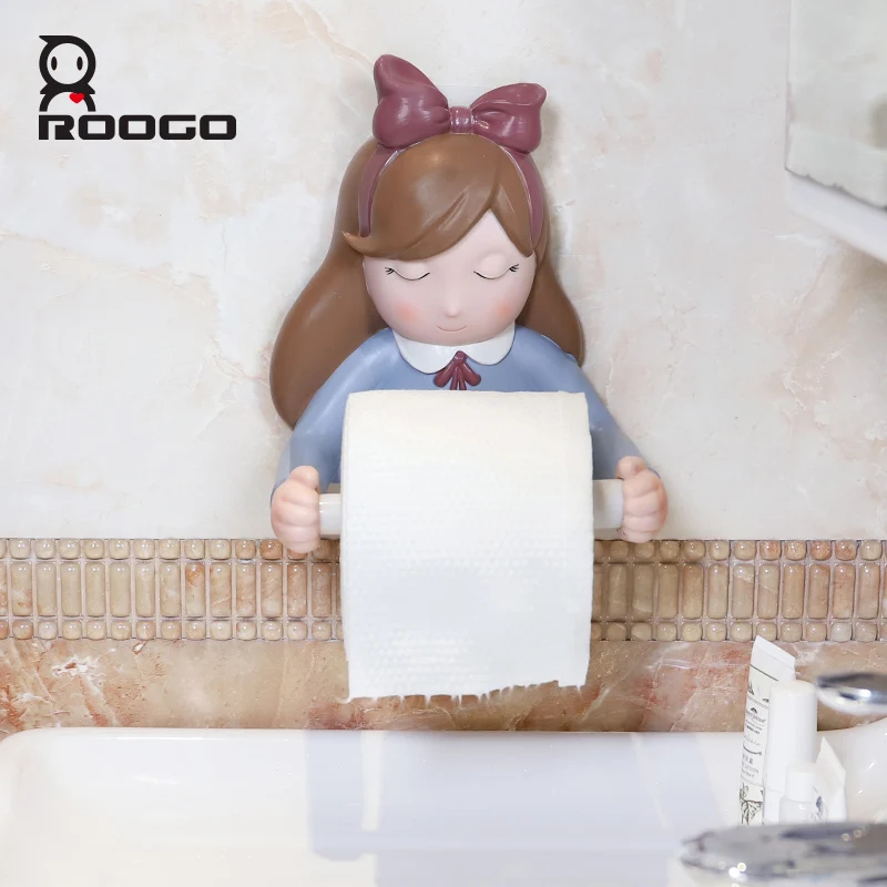 Roogo New Style Lovely Figurine Free Peg 3M Sticker Bathroom Paper Holder Soft Plastics Prince And Alice Fairy Tale Towel Hanger