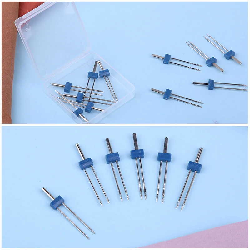 LMDZ 3-12Pcs/ Set Durable Double Twin Needles Pins Twin Stretch Machine Needles 3Size Mix Size 2.0/90 3.0/90 4.0/90 with Box