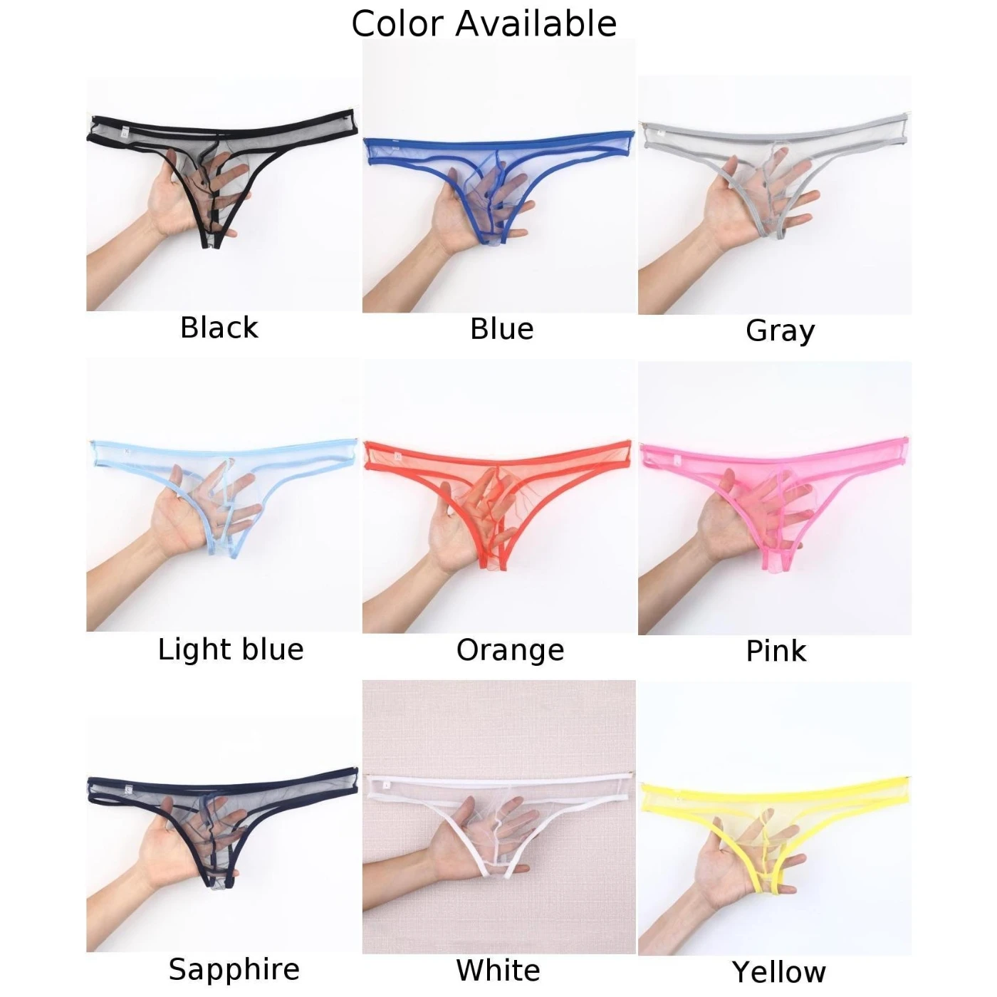 Men Sexy Sheer G String Brief Sissy See Through Pouch Panties Gay Low Waist Lingerie Mesh Breathable Thong Large Size Underpants