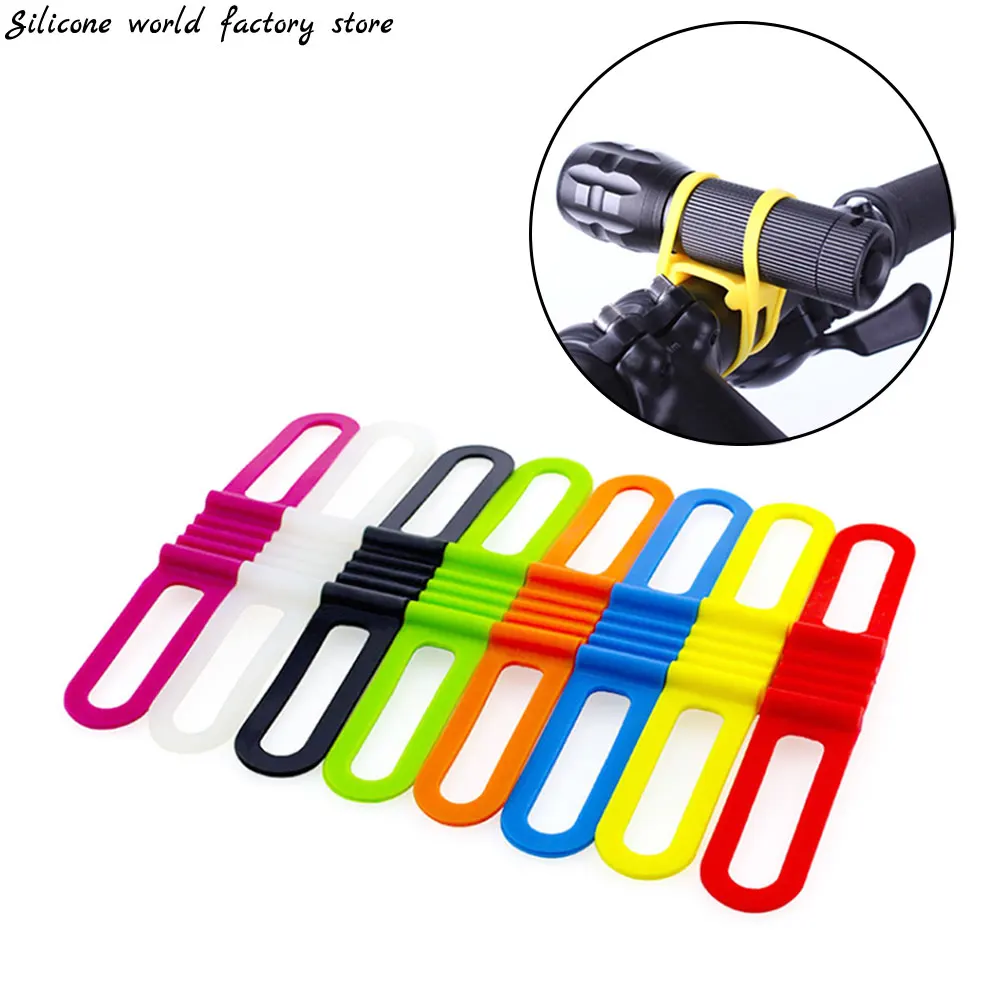 Silicone world Bicycle Handlebar Silicone Strap Band Cycling Light Holder Phone Fixing Elastic Tie Rope Torch Flashlight Bandage