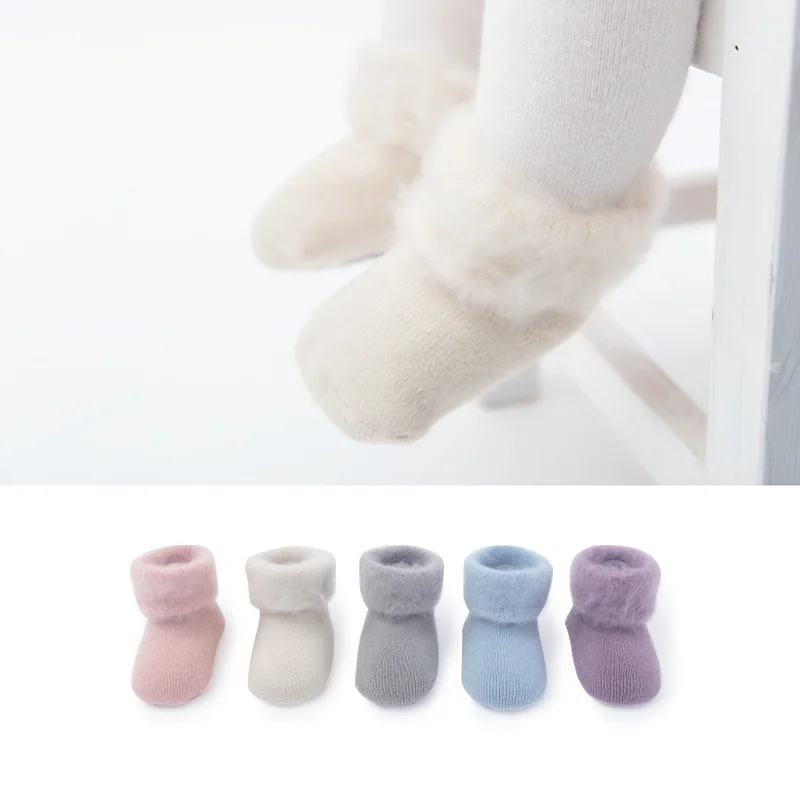 Chaussettes antidérapantes pour bébé, chaussettes pour nouveau-né, garçons et filles, épaisses et chaudes, hiver, 2020