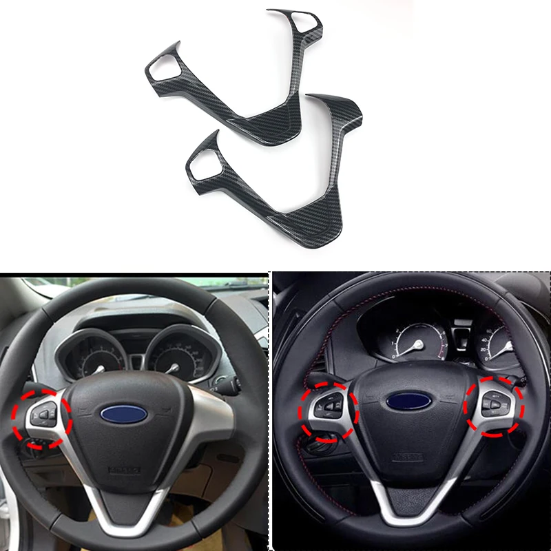 Car Refit Accessories for Ford New Fiesta MK7 2009-2017 Ecosport 2012-2017 Car Steering Wheel Covers Trim Sticker