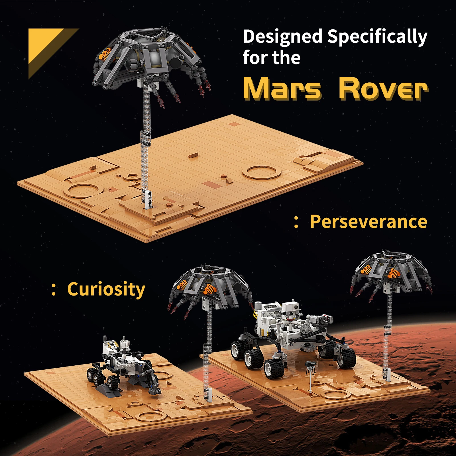 MOC Roverals Space Rocket Shuttle Deep Launch International Ship Mars Model Perseverance Building Bricks Kids Toys  Spaceship