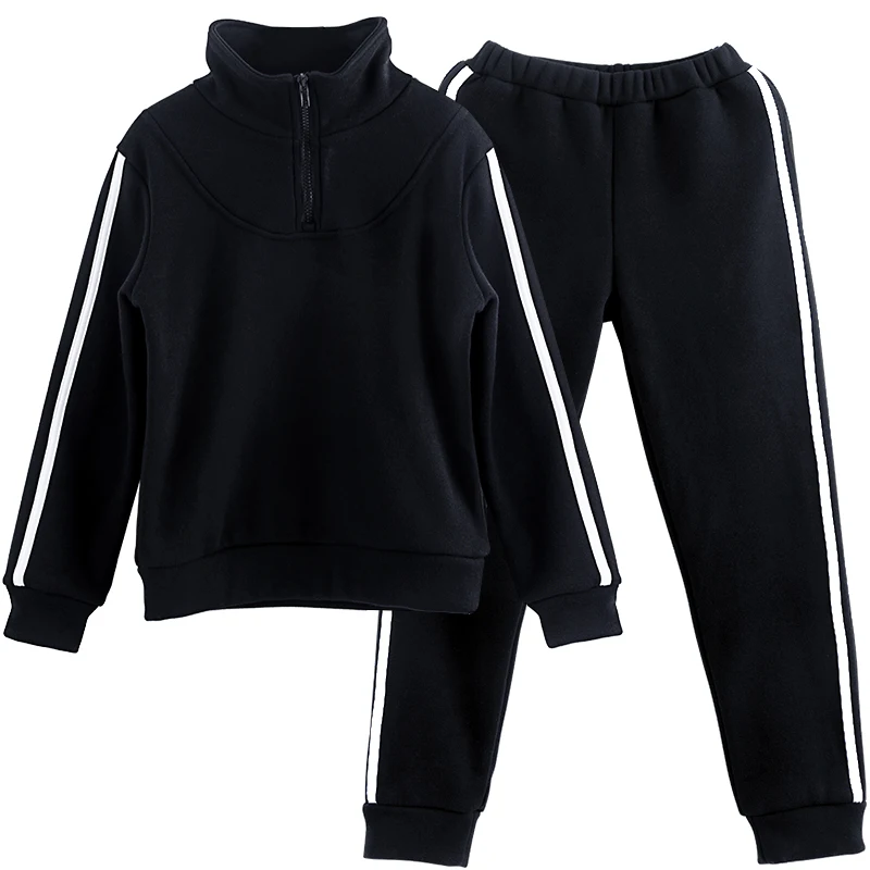 Girls Sports Tracksuit Strips Casual Jogging Suit Kids Boys Zipper Thermal Sport Outfits Suit Clothing